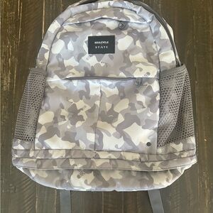 SOULCYCLE X STATE Exclusive Large Backpack Gray White Camo with Skulls *RARE*